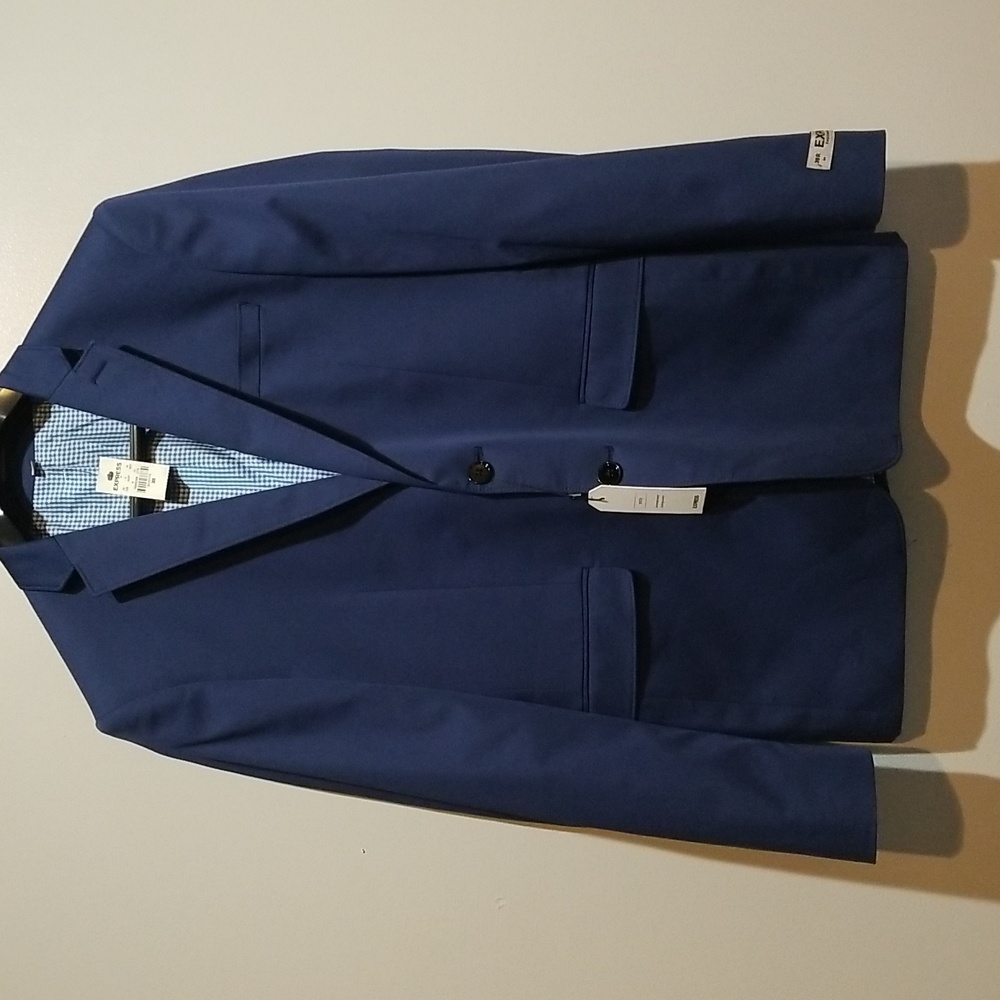 NWT Express Photographer Fitted Blue Suit Jacket sz 38R